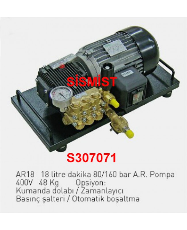 18 Lt/Dk Yüksek Basınçlı Sisleme Pompa Motor Grubu "Ar-Pump"