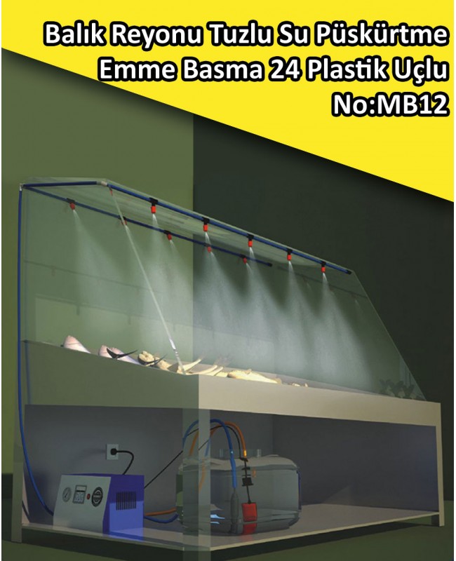 Balık Tezgahı 24 Plastik Uçlu Tuzlu Su Püskürtme Sistemi Emme Basma No:MB12